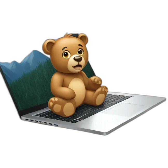 bear chain on screen of laptop emoji