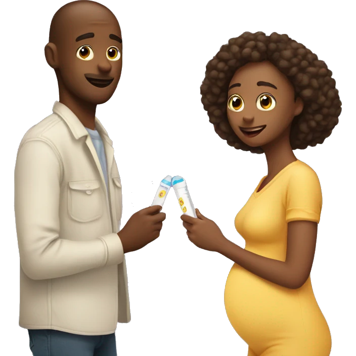 couple looking at pregnancy test emoji