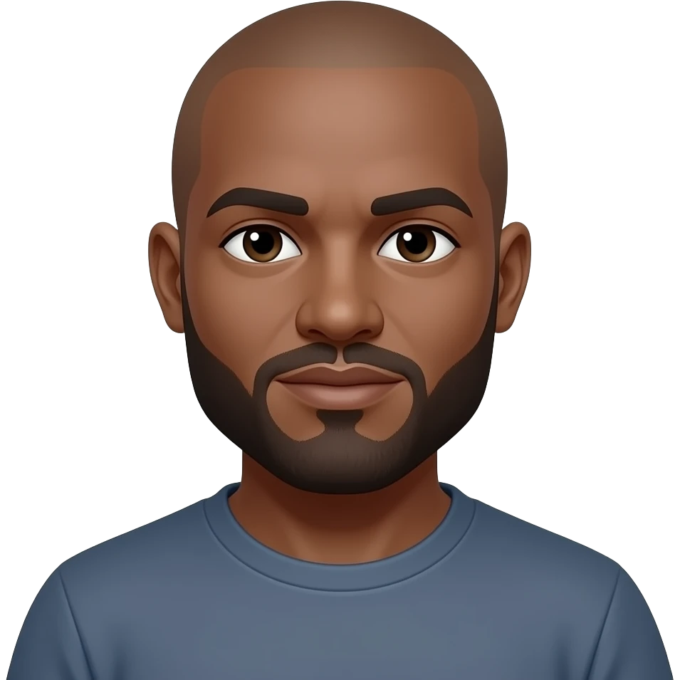 Brown skin Bald man with beard emoji
