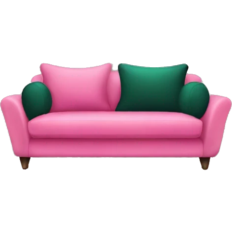 Pink single sofa with dark green pillows emoji