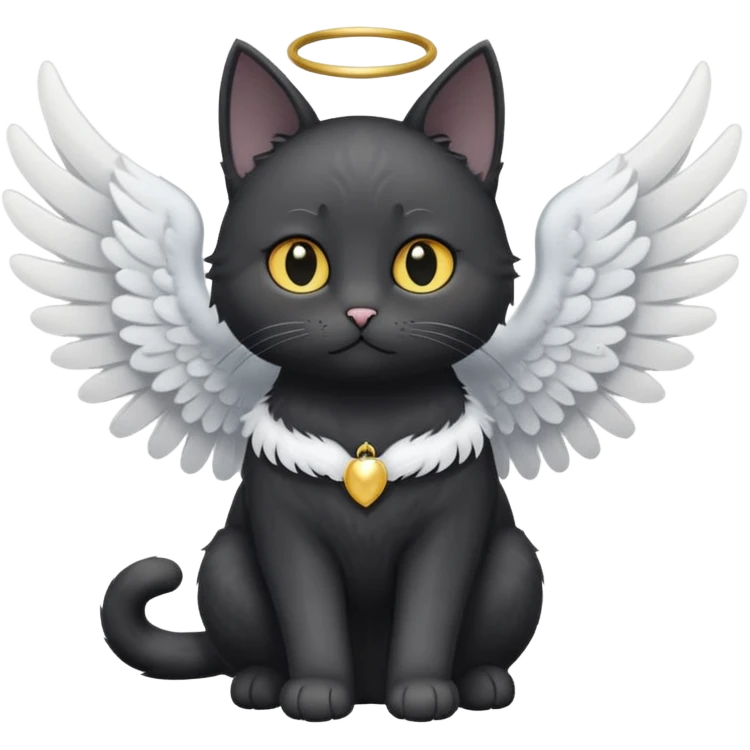 a black cat with white angel wings emoji