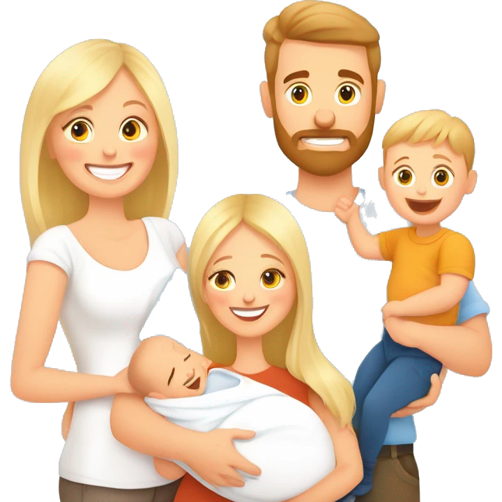 Happy white family with newborn baby. Young parents and newborn son in hands. Mother, father holding infant together with love. Parenthood concept. Flat illustration isolated on white background. emoji