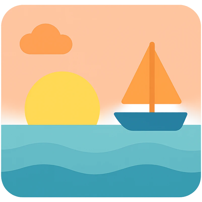ocean sunset horizon boat emoji