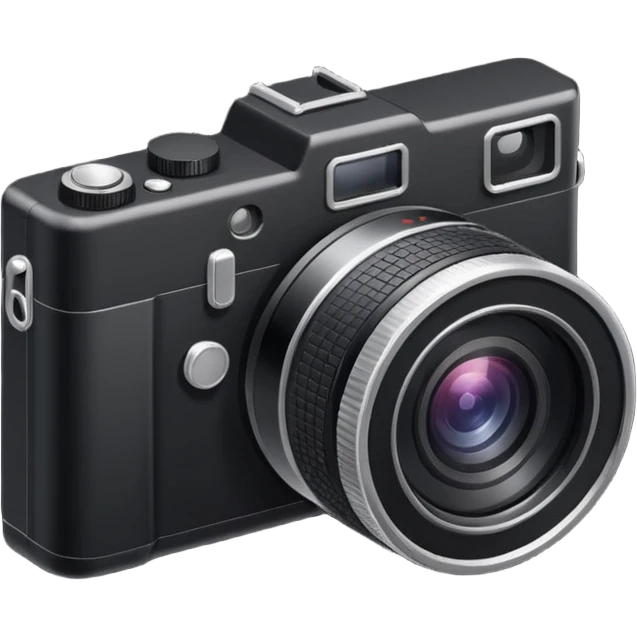 Draw a photo camera using an isometric camera with a High-Angle Shot. emoji