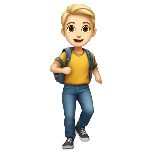 a white-skin student making a step downstairs emoji
