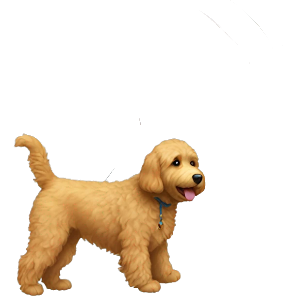 A golden doodle on a kite emoji