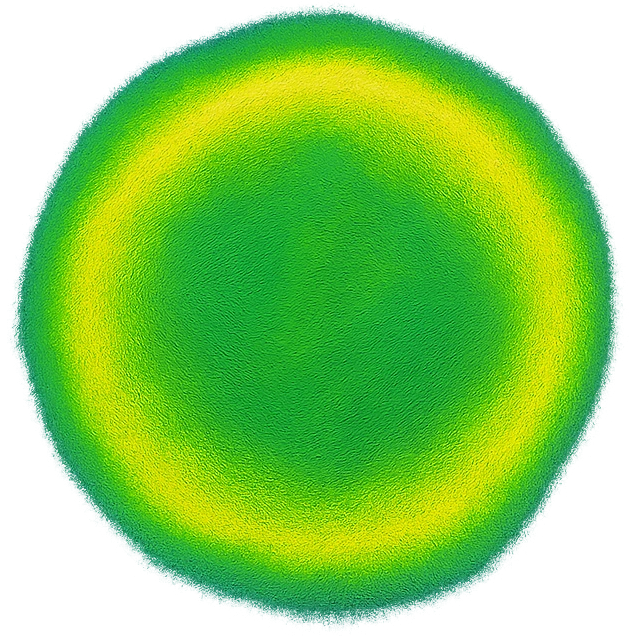 A circle in emoji style with a thermal camera effect, green color emoji