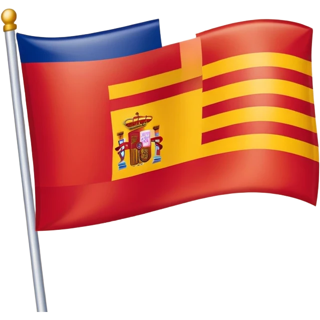 flag with À letter overlay, background blending Spain and France flag patterns emoji