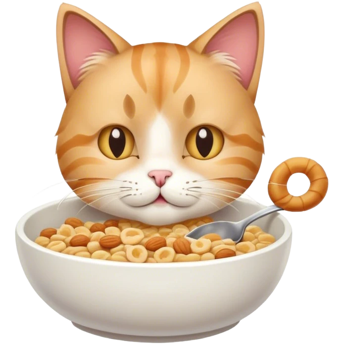Cat eating cereal tired  emoji