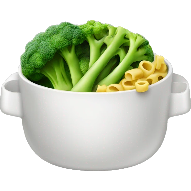 dish with macaroni and pieces of broccoli emoji