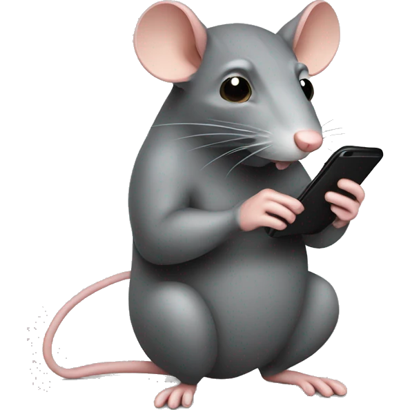 Rat typing on phone emoji