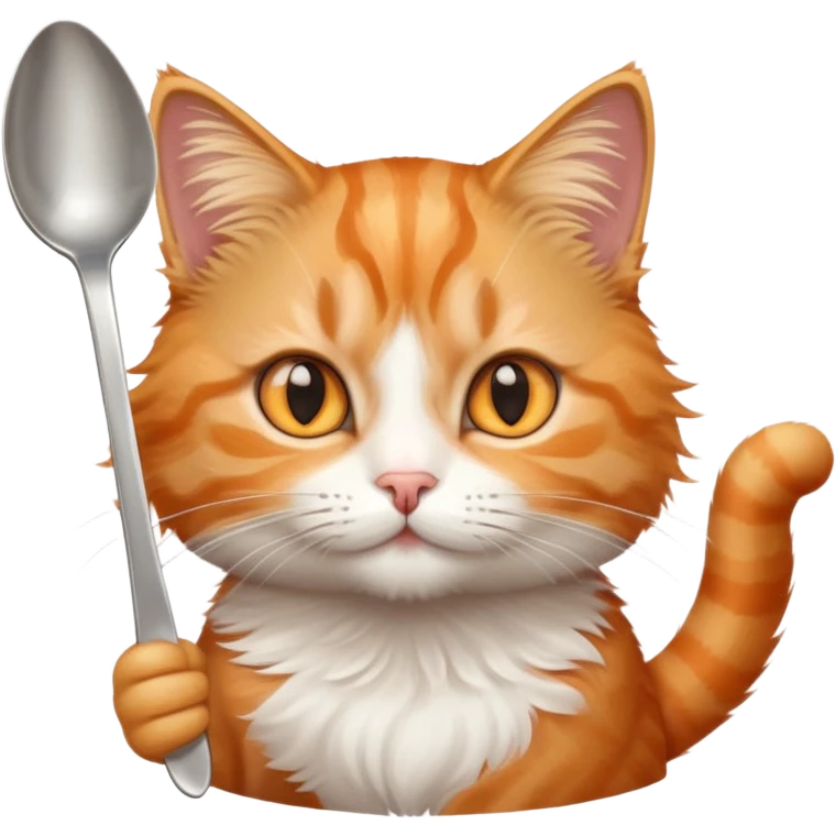cat holding a silver spoon emoji