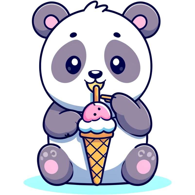 Panda eating ice cream emoji