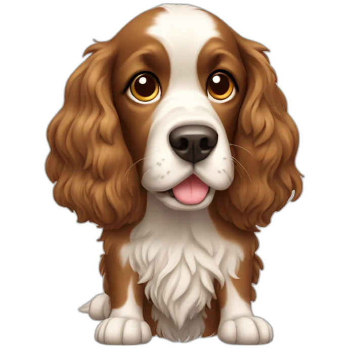Spaniel segurando bola de tênis na boca emoji