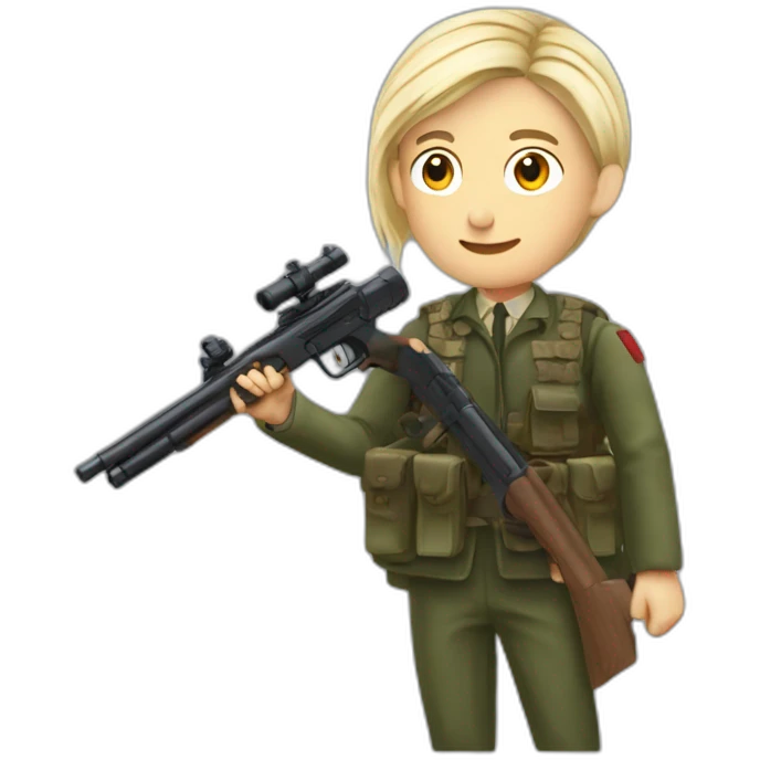 Marine Lepen avec une fusil de chasse emoji