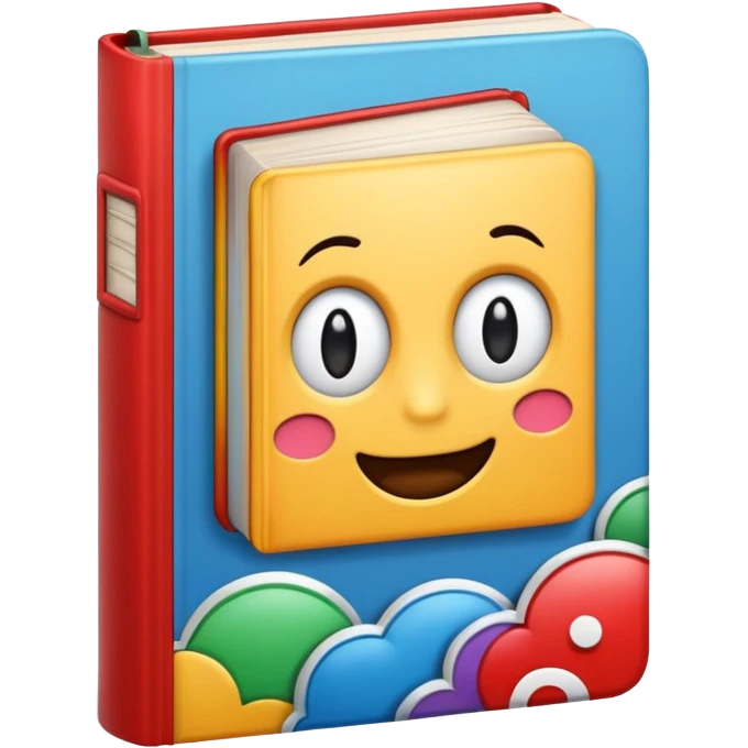 A book with a comic emoji