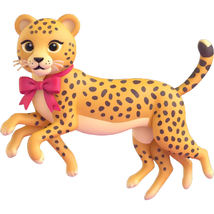 cheetah with a bow, running emoji