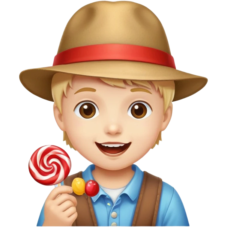 happy Kid with hat eating cand emoji