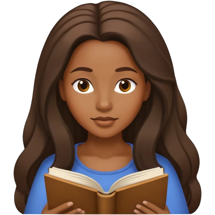 reading a book long hair black women emoji