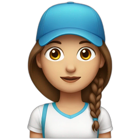 girl with brown hair with reverse cap and a band in the face emoji