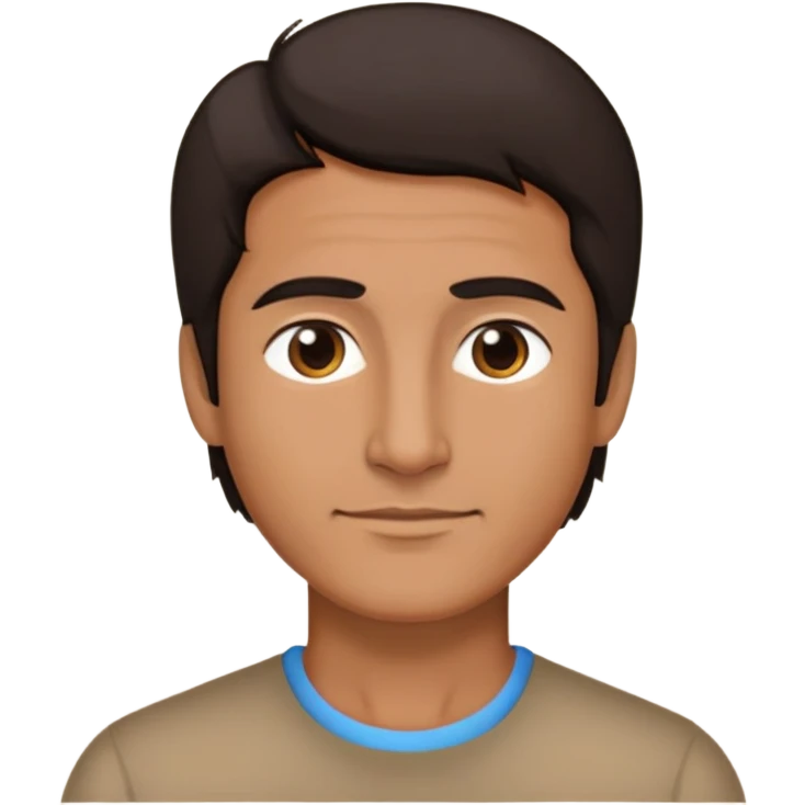 52, tan skin, black and brown hair, short, no facial hair  emoji