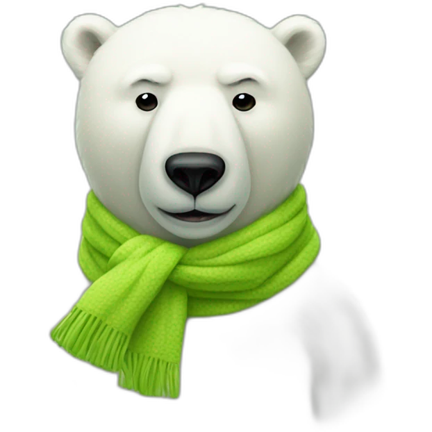 Polar bear with eyes closed and lime green scarf emoji