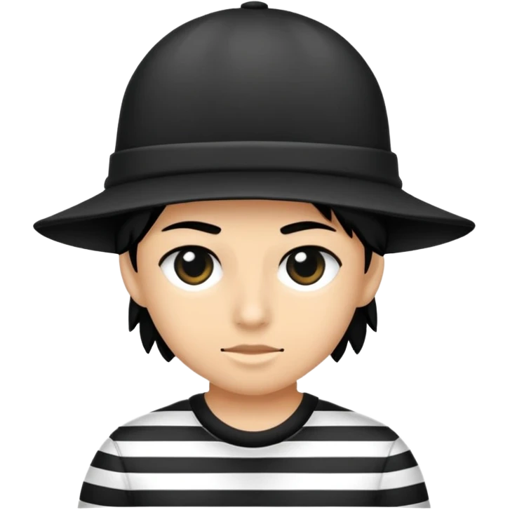 Un ladrón con camisa de rallas negras y blancas una máscara en los ojos y un gorro negro emoji
