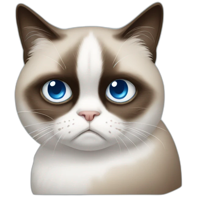 a white version of grumpy cat with blue eyes emoji
