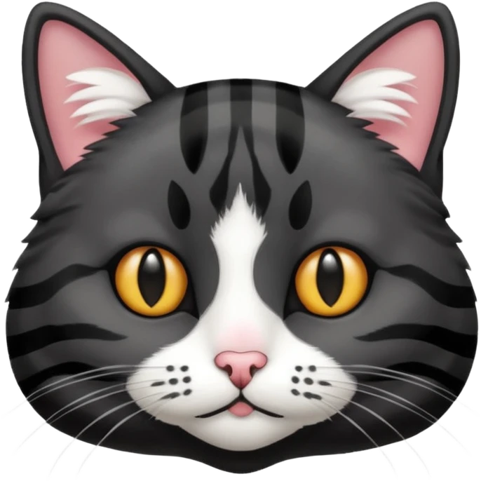 Black striped cat white nose emoji
