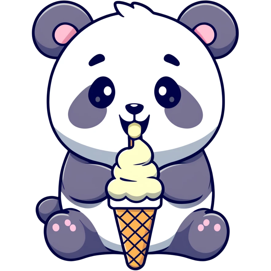 Panda eating ice cream emoji