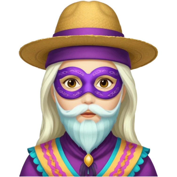 masked Women with hat long white hair & bearded emoji