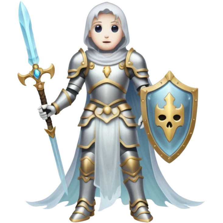 ghost with armor about to embark on an adventure  emoji