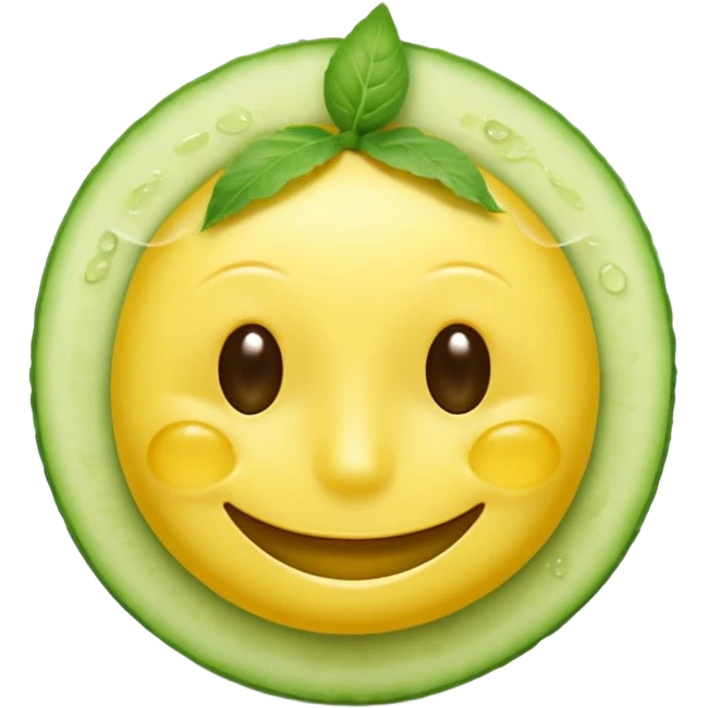 resting yellow smiley face with cucumbers slices over each of its eyes as if it was in a spa emoji