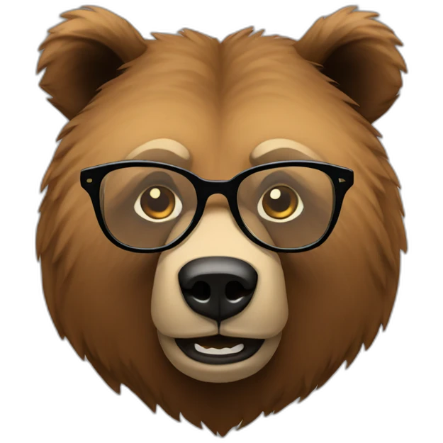 Grizzly with glasses emoji
