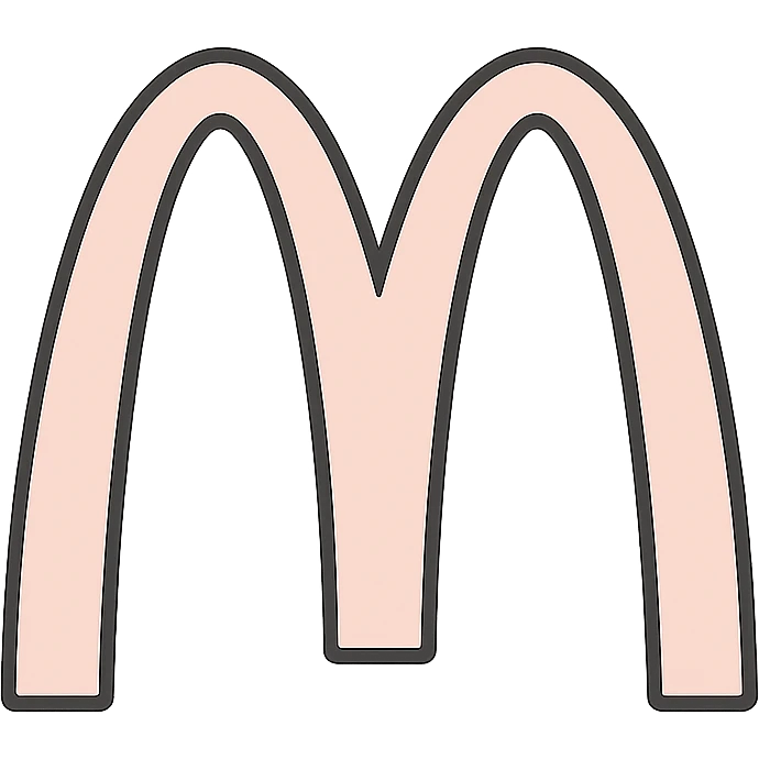 McDonald's golden arches in pastel pink, minimalistic style emoji