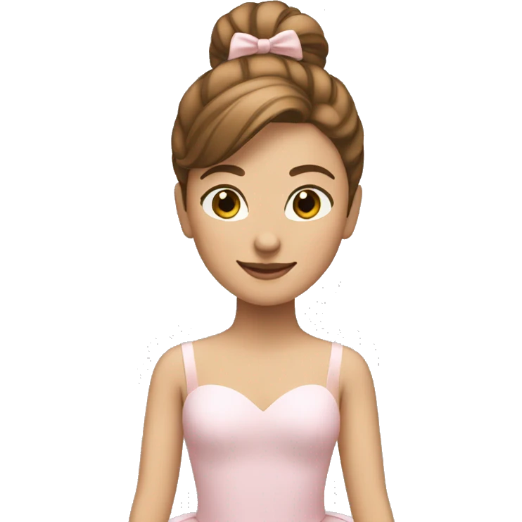 woman dancing emoji iOS light skin, brown hair up in ballerina bun emoji
