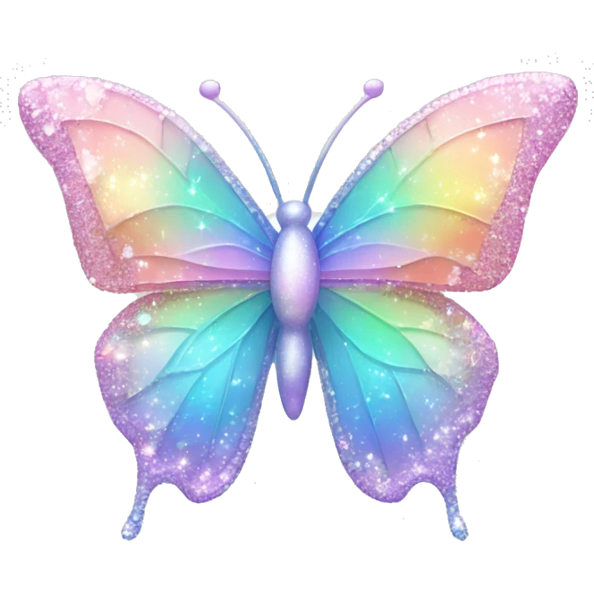 Sparkly Pastel rainbow-gradient iridescent crystal butterfly emoji