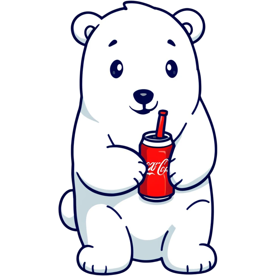 polar bear in a Hawaiian shirt drinking Coca Cola emoji