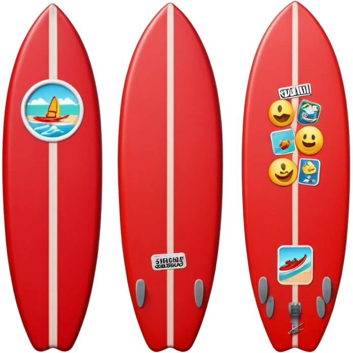 1 Red Surfboard with Stickers emoji