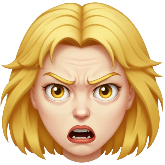 angry woman with weird golden hair emoji