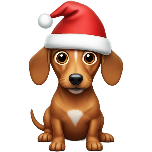 Wiener dog wearing Santa hat emoji