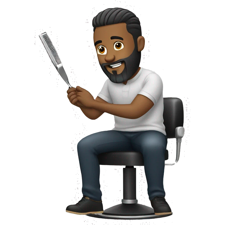 Barber cutting hair with beard  emoji