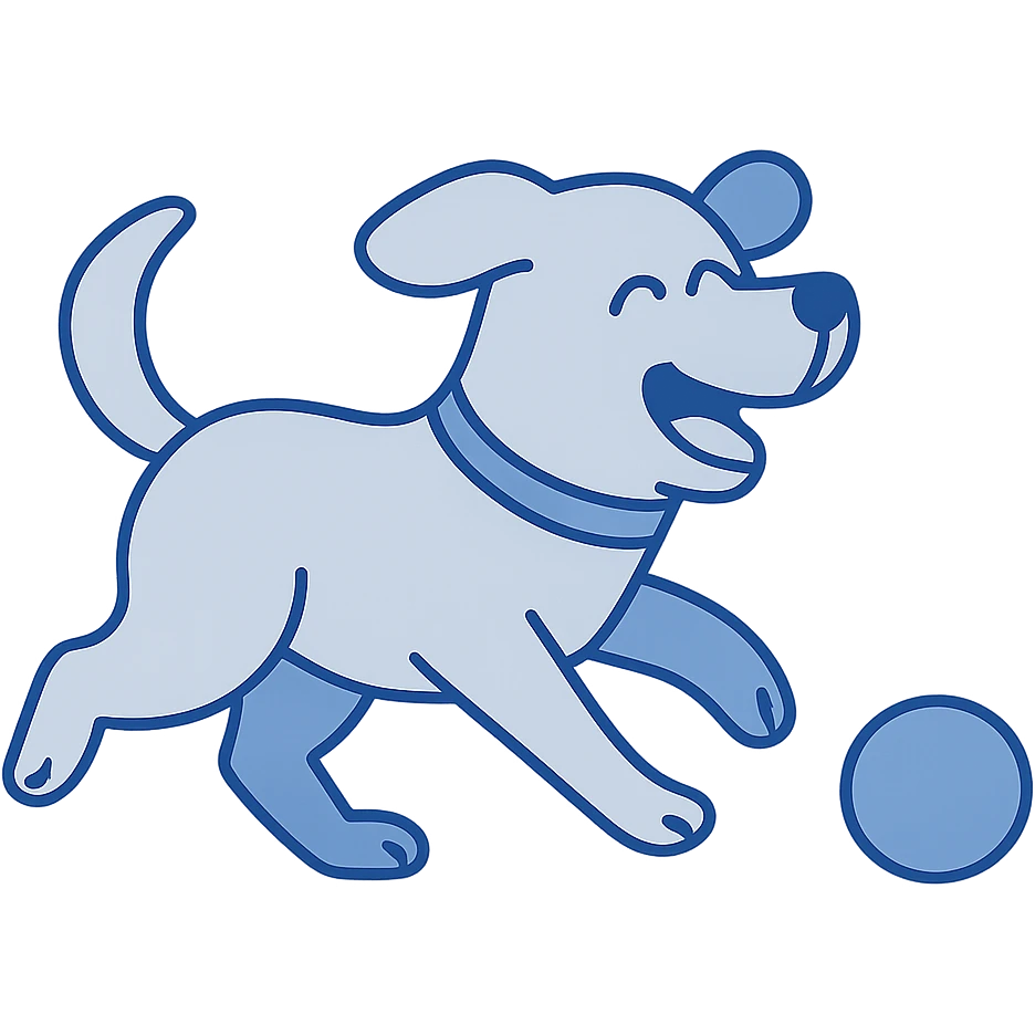 happy dog running after ball emoji