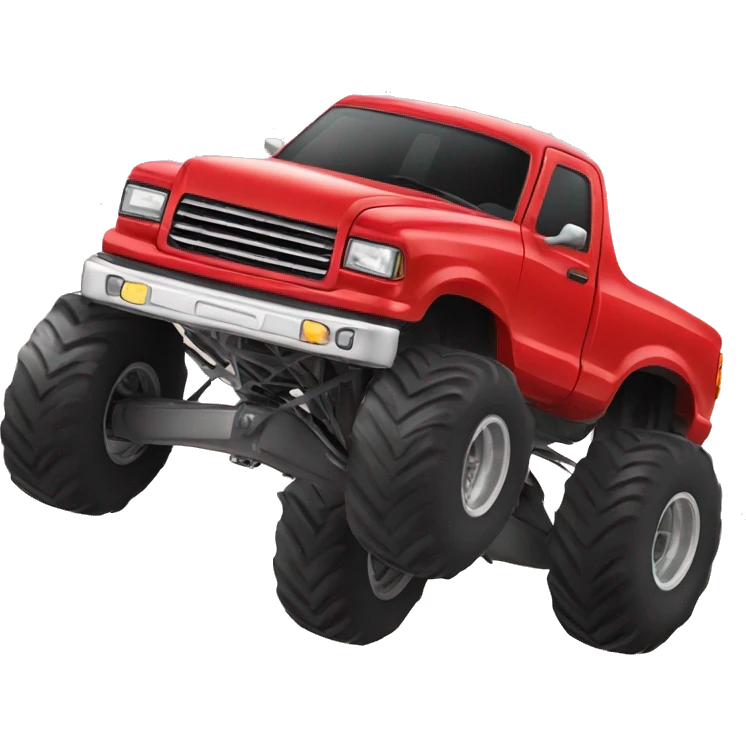 RED Monster truck FLYING THROUGH THE AIR.  emoji