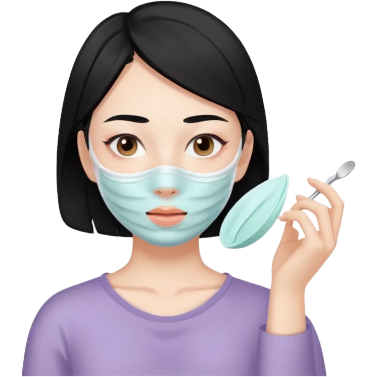 cute black hair pastel colors skin care emoji
