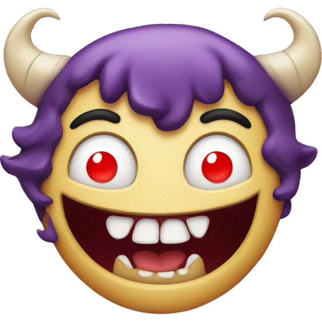 A happy demon with heart eyes emoji