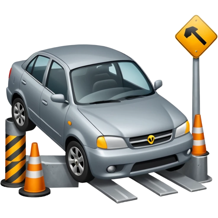 car crashed to a trafic barrier emoji