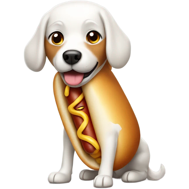 White dog in hot dog costume  emoji
