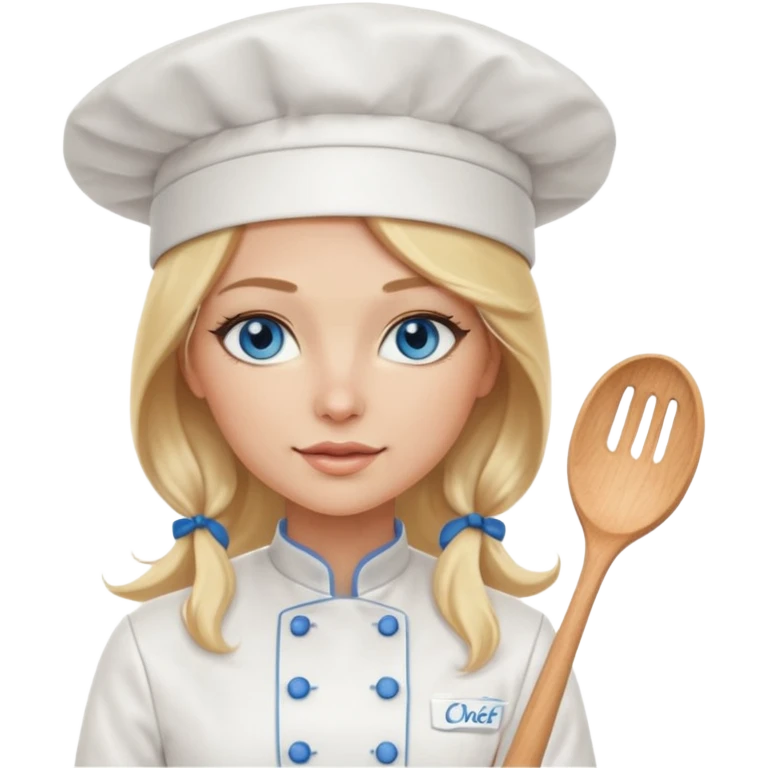 Sexy Long Blonde hair blue eyed female chef emoji
