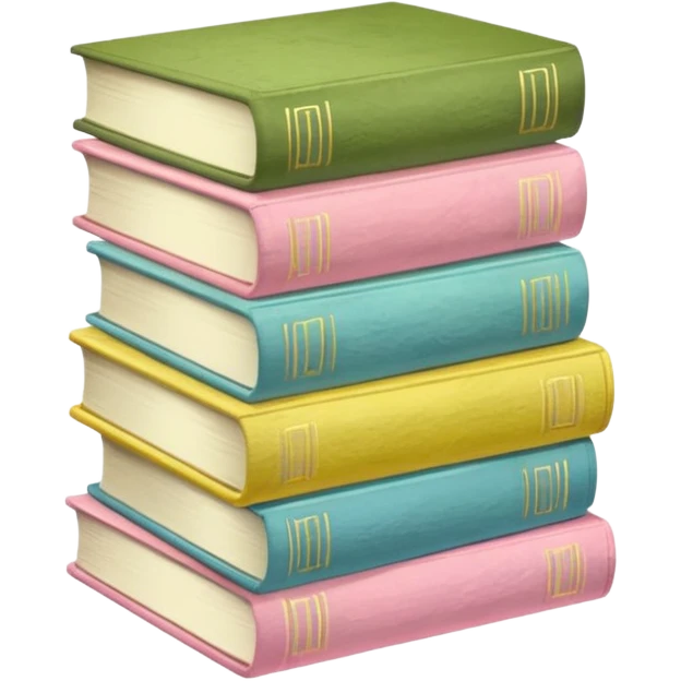 stack of white/baby blue/baby pink/baby yellow/baby matcha green books emoji